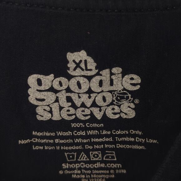 Goodie Two Sleeves XL T Shirt Womens Graphic Dinosaur Meteor Funny Tee Navy Blue - Picture 3 of 4